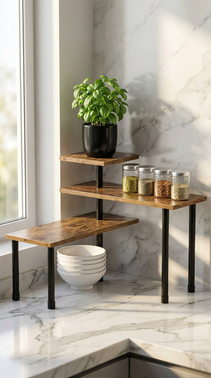 JayRex 3-Tier Corner Shelf Organizer – Kitchen & Bathroom Countertop Storage Rack